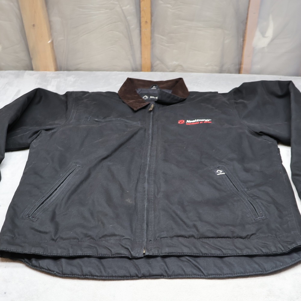Dri Duck‎ Jacket Mens XL Black Canvas Rugged Utility Quilted Lined Full Zip LOGO